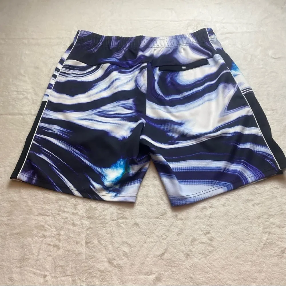 Paper Planes Blue and White Marble Design Board Shorts Size XL